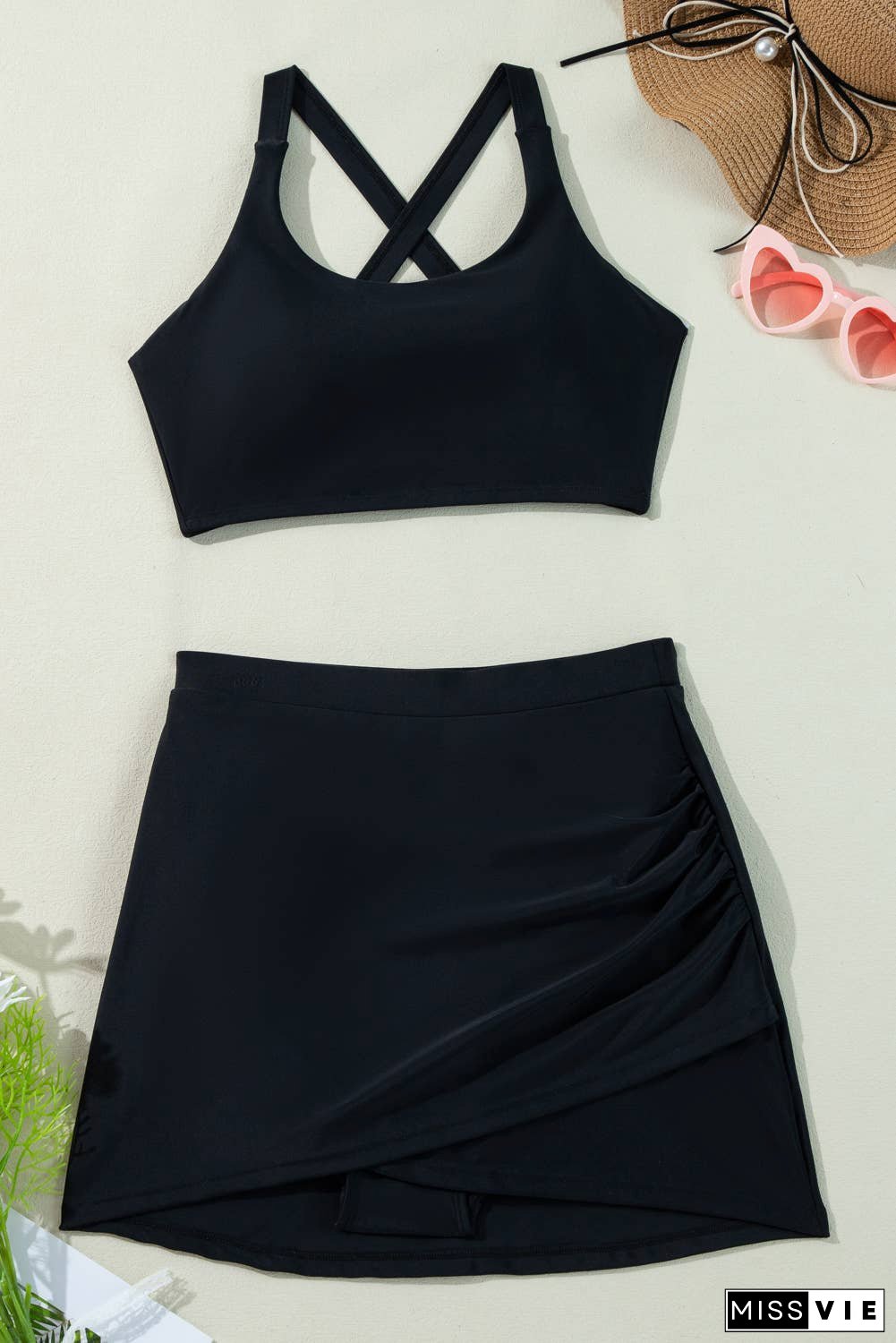 Crossover Bikini Tank and Skort Swimwear