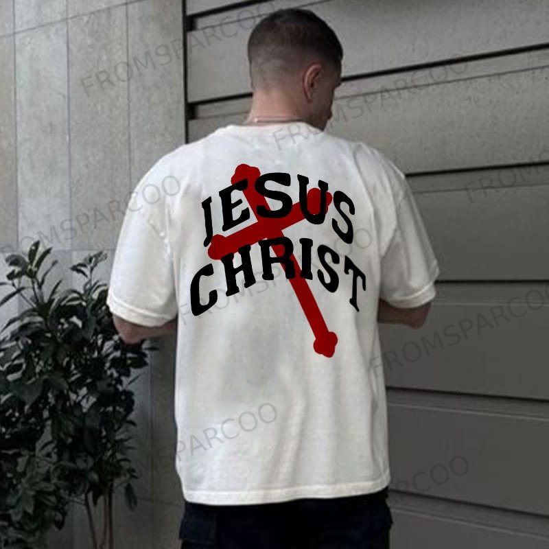 Jesus Christ Print Short Sleeve T-shirt