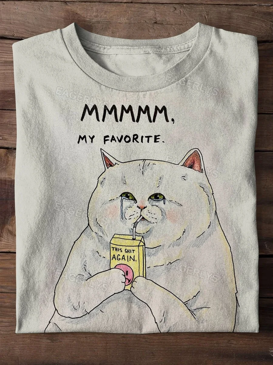 Eagerlys Funny Cat This Shit Again Art Print Casaul Short Sleeve T-shirt Eagerlys