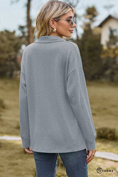 Johnny Collar Dropped Shoulder Blouse | IFYHOME