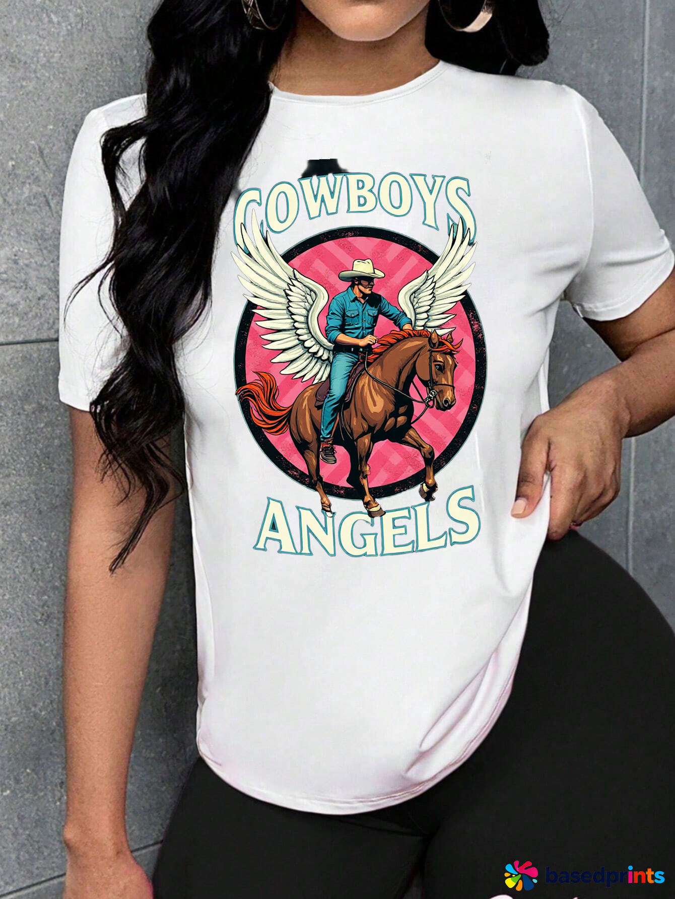 Cowboy Angels T-Shirt Women's Short Sleeve Casual Tee