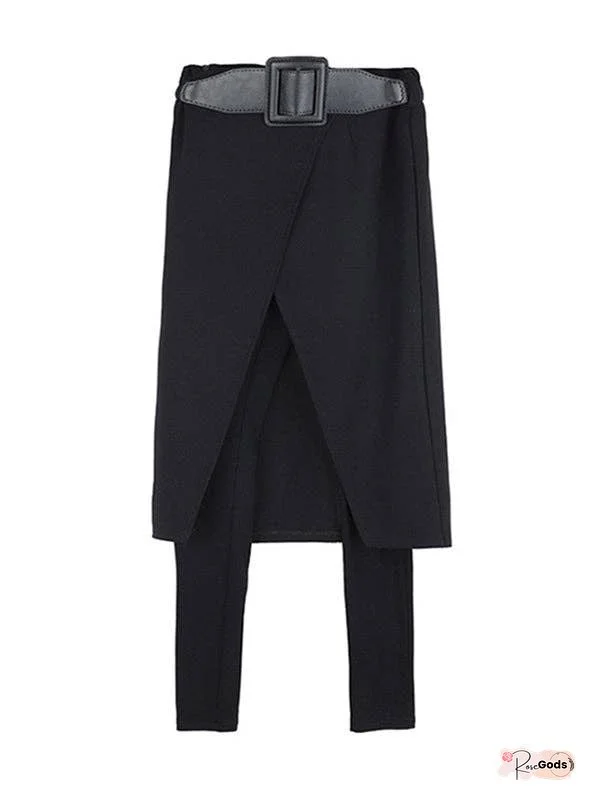 False Two Solid Split-Joint Culotte