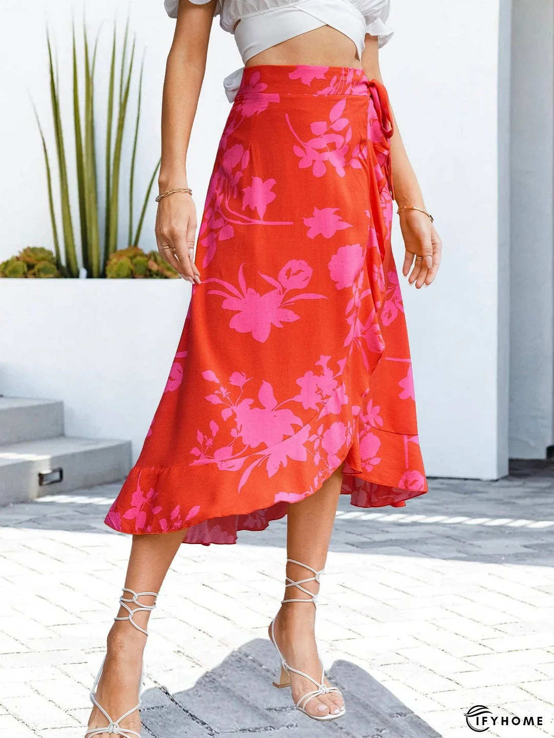 Floral Tied Ruffled Skirt | IFYHOME