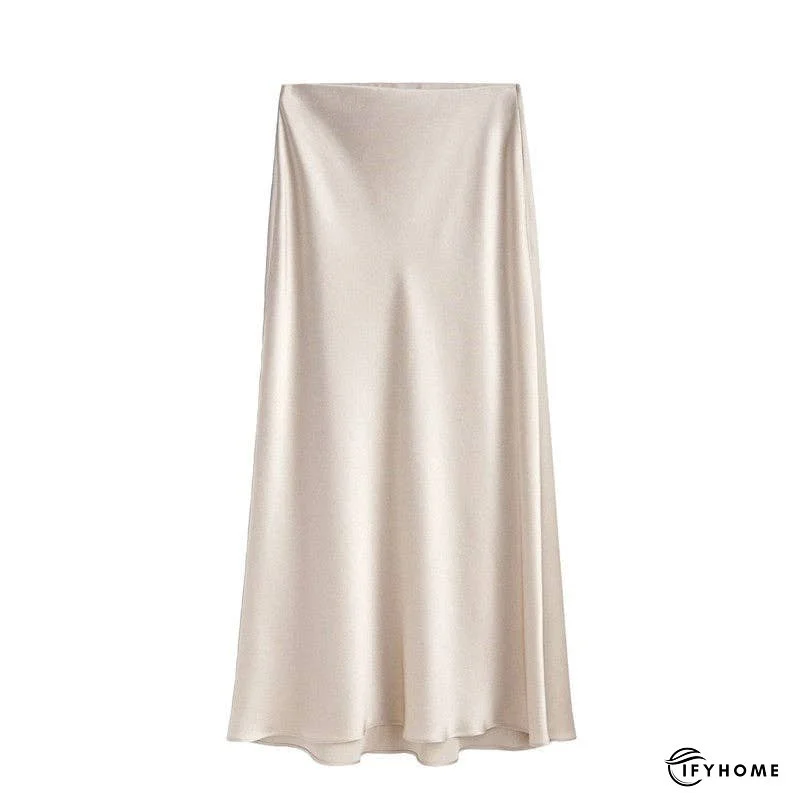 Elegant High-Waisted Satin Midi Skirt | IFYHOME