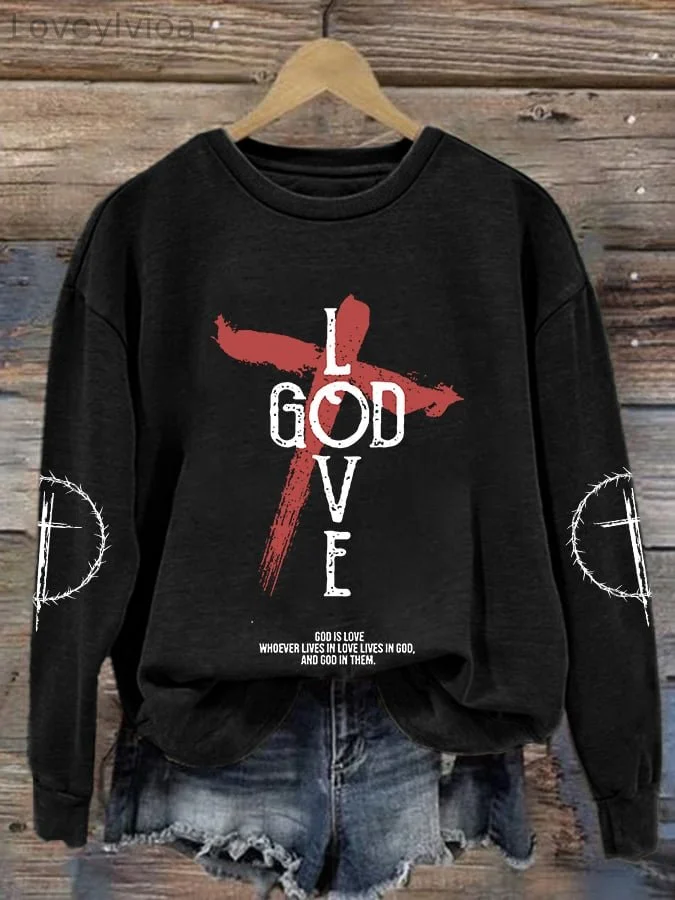 Women'S Faith Print Long Sleeve Sweatshirt