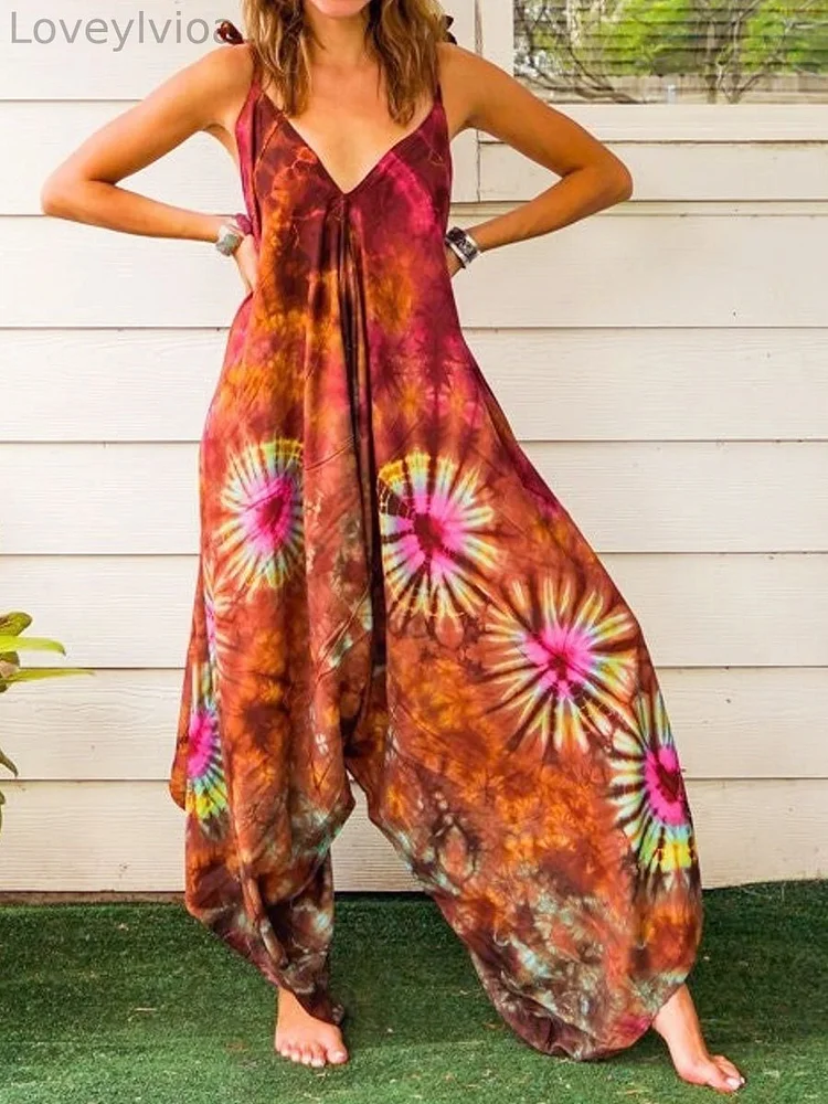 Boho Hippie Overalls Jumpsuits Rompers Pants Beach Wear