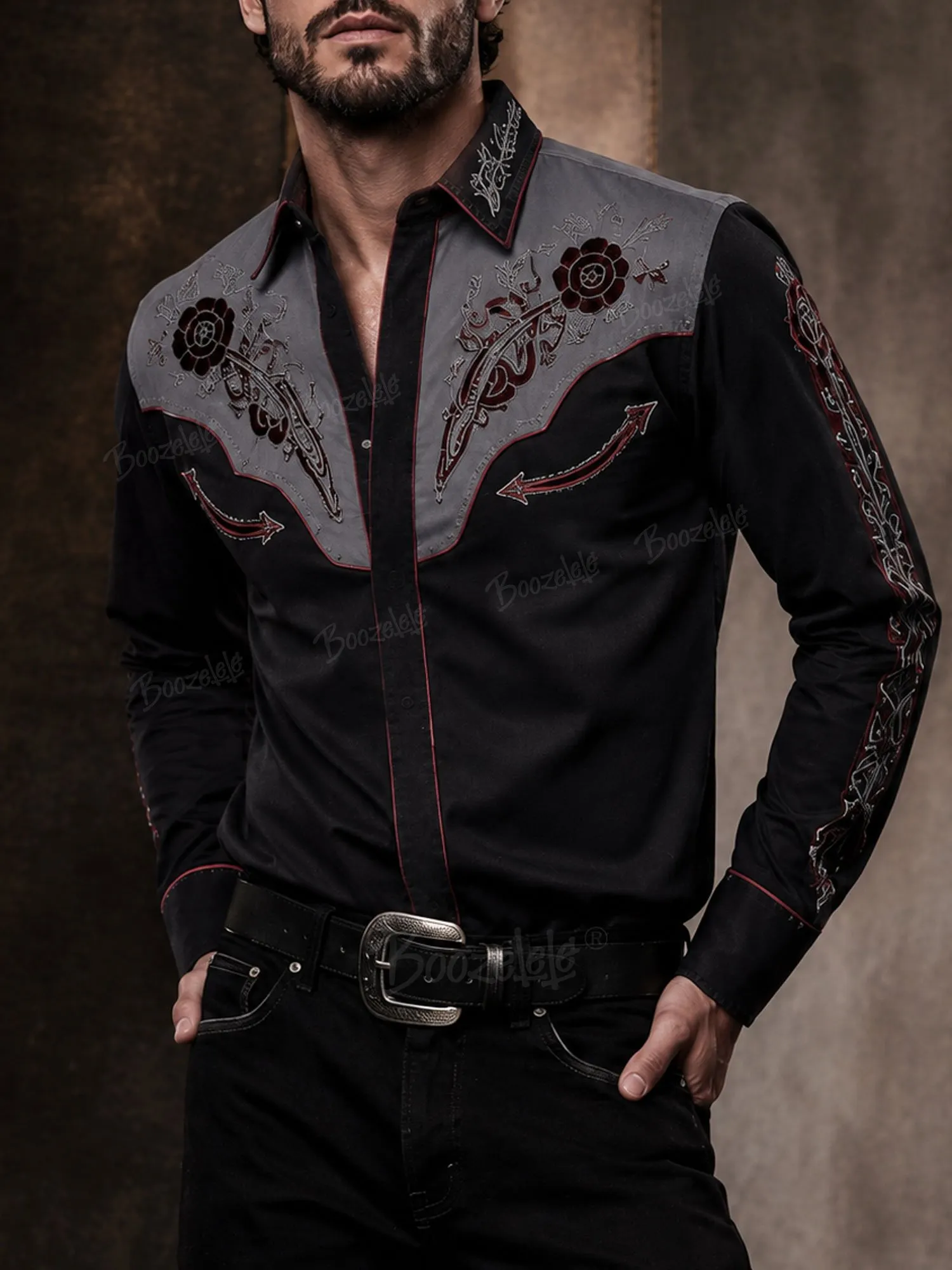 2026 Spring-Autumn Men&rsquo;S Bohemian Style Western  Long Sleeve Shirts-100% Cotton