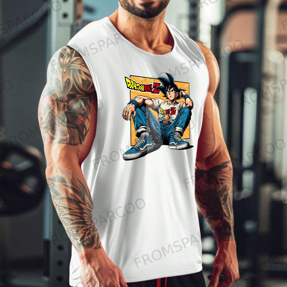 Casual Anime Print Fitness Tank Top