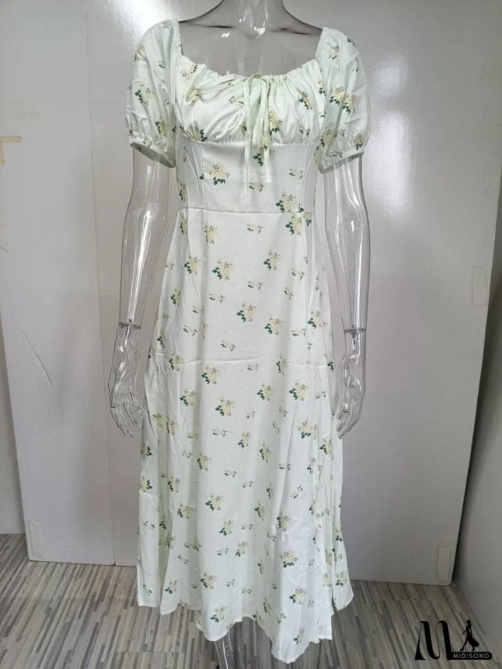 Spring/Summer printed floral backless holiday slip dress