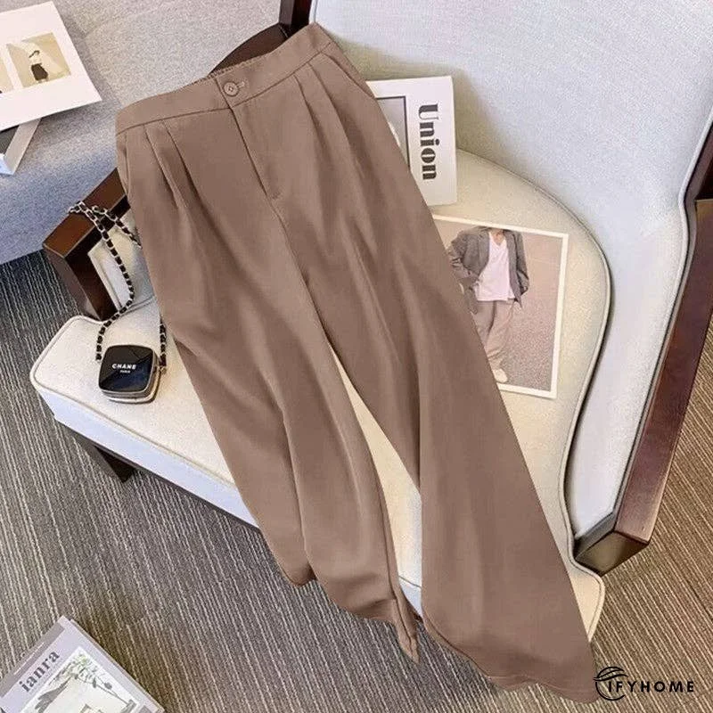 Relaxed Fit Solid Color Casual Wide Leg Pants | IFYHOME