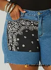 Bandana Print Denim Shorts