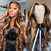 Brown Mixed Gold Brazilian Water Wave Wigs