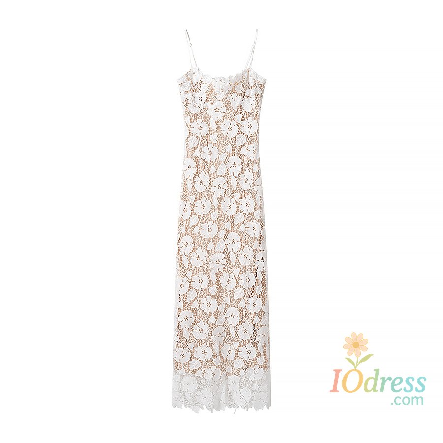 IO Dress MUJER Lace Slip Long Dress Woman Embroidery Corset Midi Dress Women Sexy Backless Party Dresses for Women Straps Women's Dress IO Dress