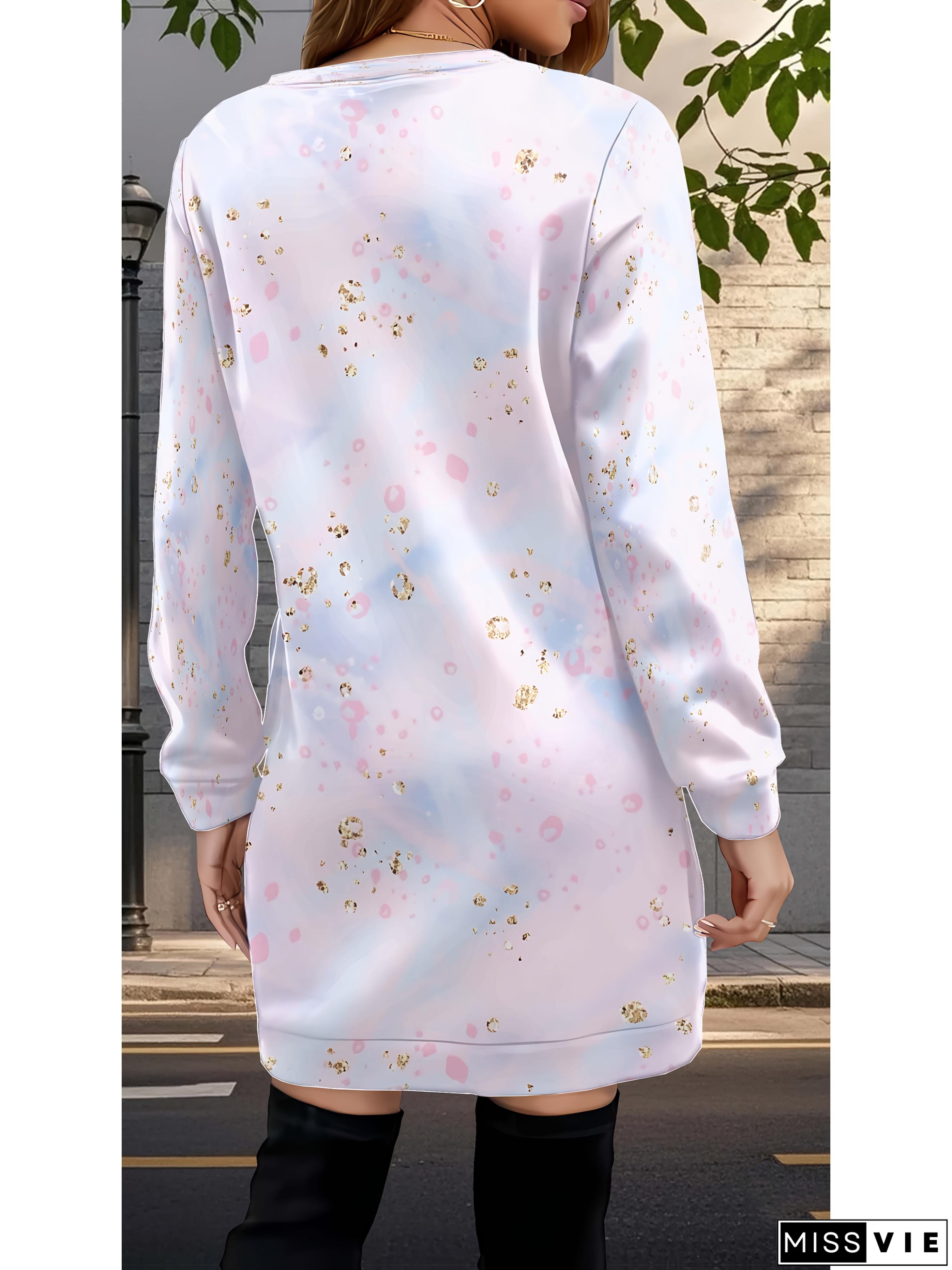 Womens Plus-Size Retro A-Line Dress With H-Line Silhouette Long Sleeve Floor-Length Soft