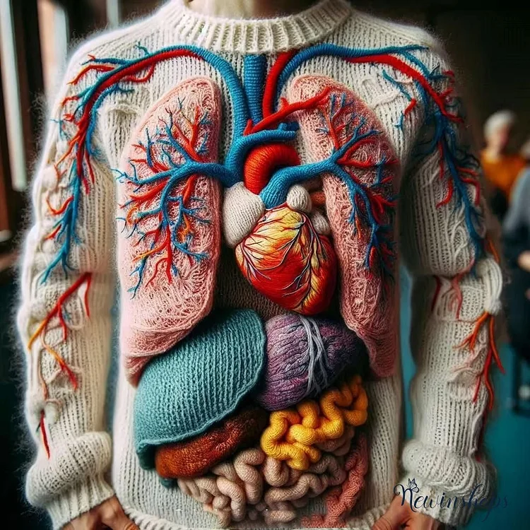 Men's Classic Halloween Anatomy Art Knit Pullover Sweater