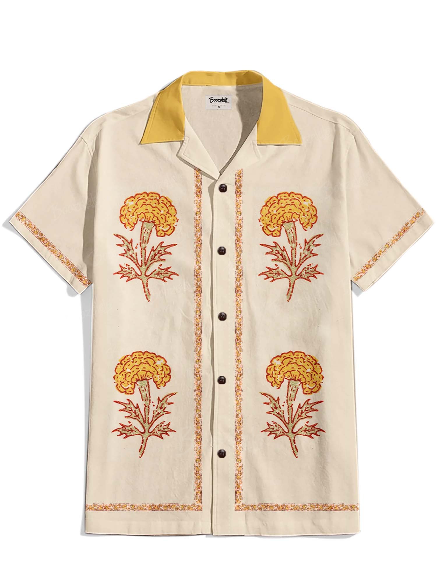 Vintage FLower - 100% Cotton Cuban Collar Shirt