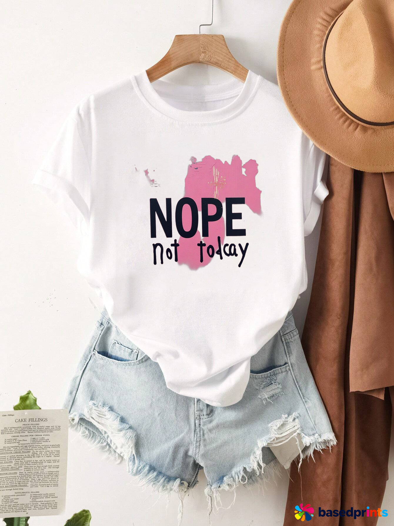 White T-Shirt with Nope Not Today Print