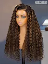  Wear and Go Blonde Highlights Water Wave Minimalist Wigs Casual Glueless with Natural Hairline Wig