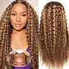 Glueless Hightlight Mixed Blonde Brazilian Long Hair Curly Wig