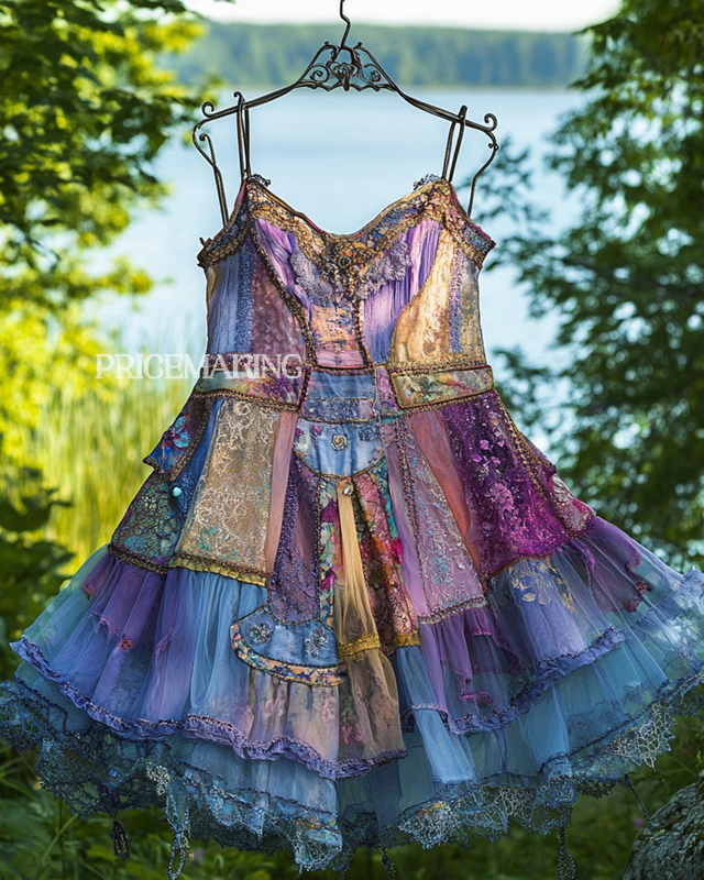 Summer Irregular Lace Patchwork BeadedRuffle Top 030c