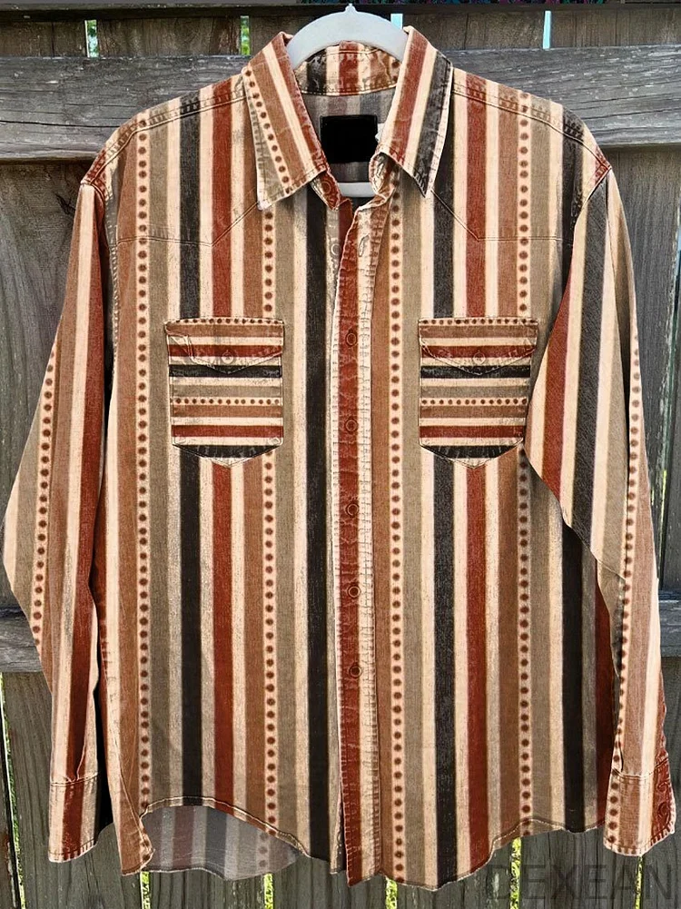 Retro Western Cowboy Style Print Casual Shirt