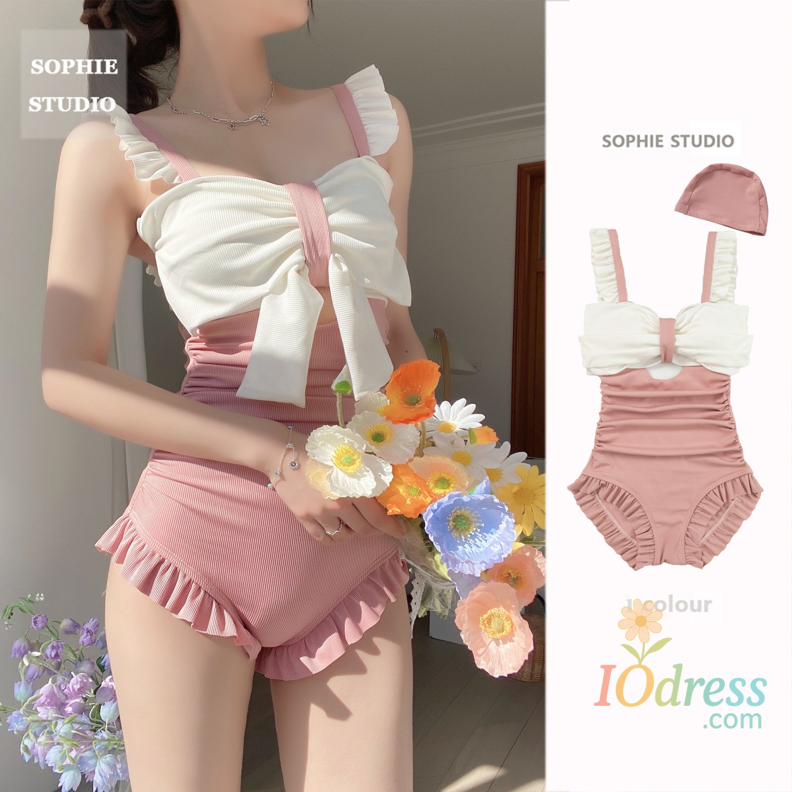 IO Dress New One Piece Swimsuit Tummy Control Women's Sexy Slim Fit Korean Fashion Swimwear Sexy Bathing Suit Women