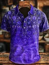 Retro Ethnic Art Print Casaul Short SLeeve Polo Shirt