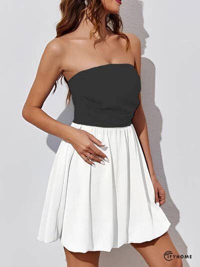 Ruched Two-Tone Tube Mini Dress | IFYHOME