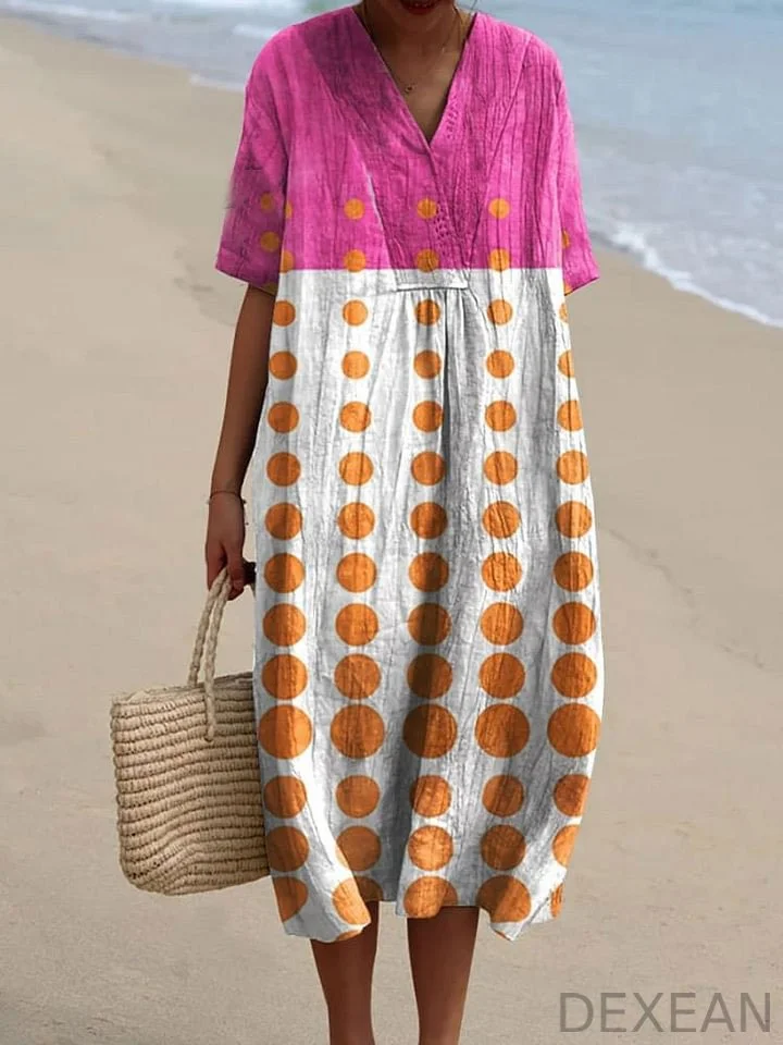 Women's Abstract Geometric Art Print Casual Flowy Dress