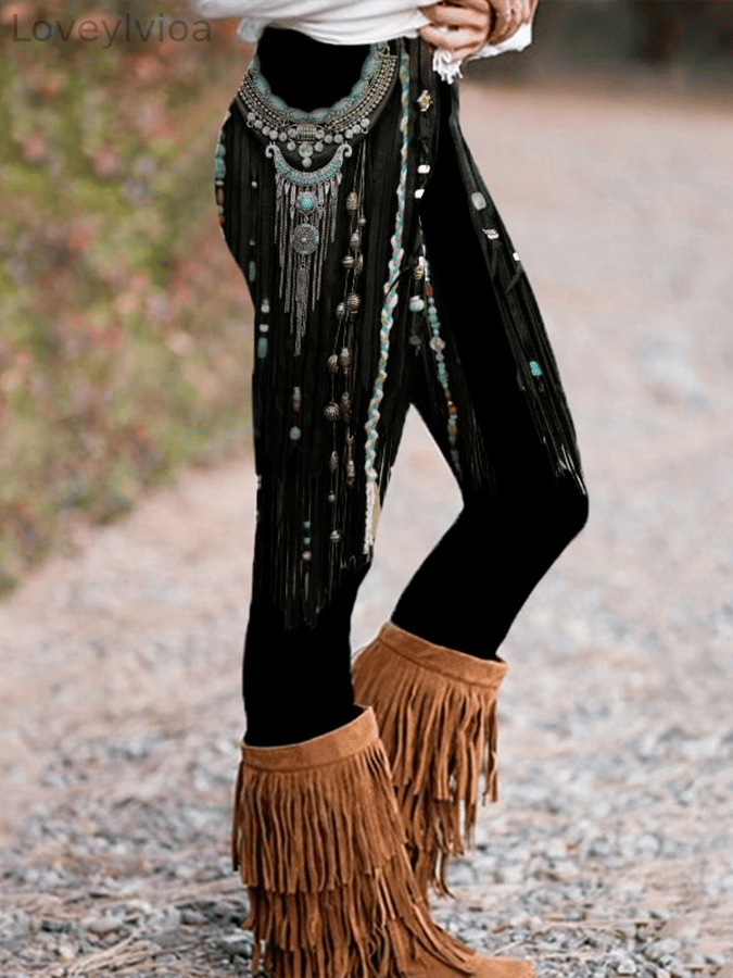 Western Print Skinny Stretch Leggings