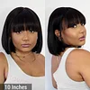 Glueless Brazilian Straight Hair Short BOB Wigs Lady Wig With Bangs