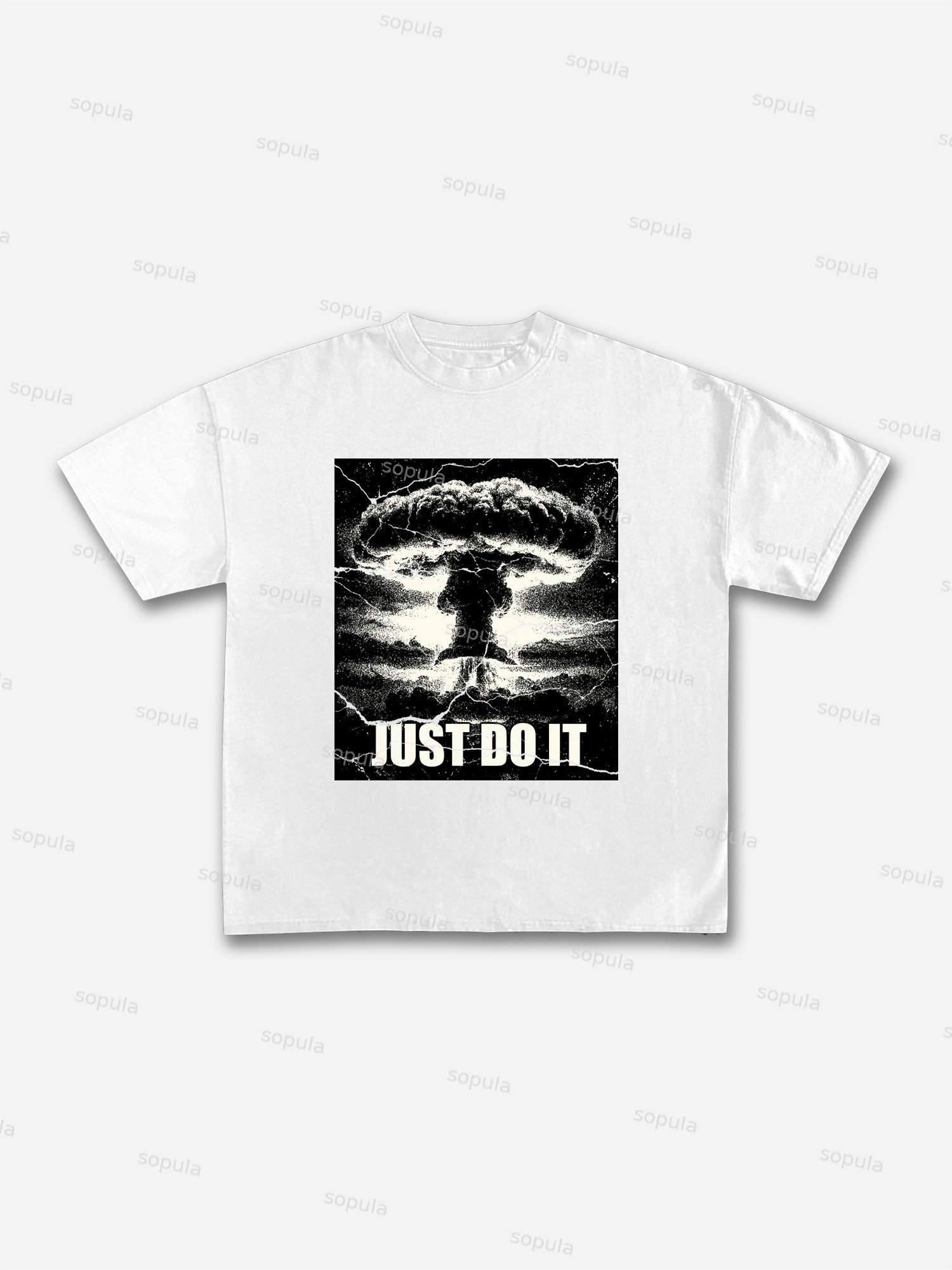Just Do It Old Vintage Mushroom Cloud Graphic Cotton T-shirt
