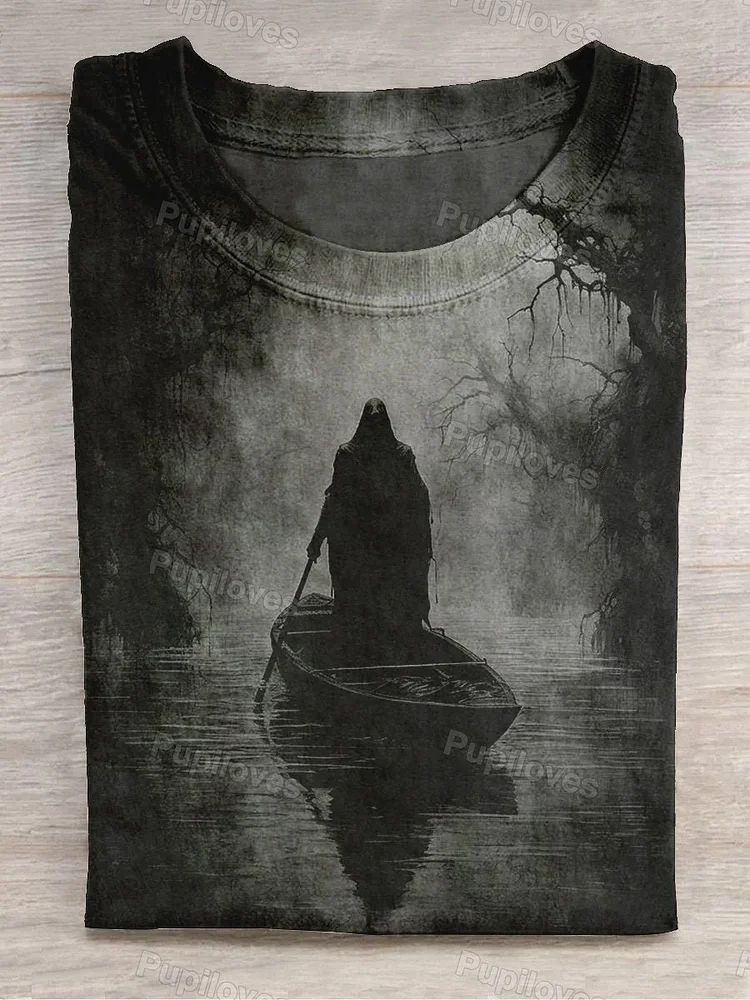 Pupiloves Pupiloves  Retro Dark Art Print Casual T-shirt
