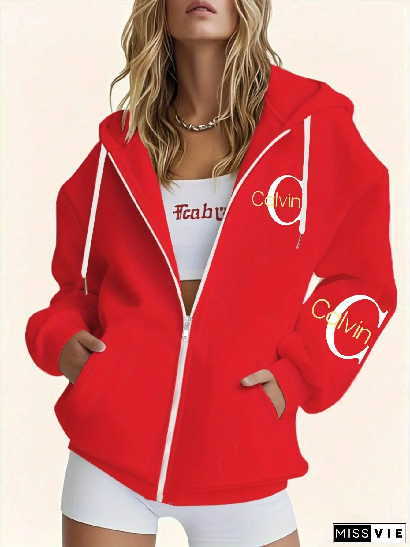 Plus Size Womens Calvin Graphic Hoodie Lightweight Stretchy Long Sleeve Crewneck Polyester