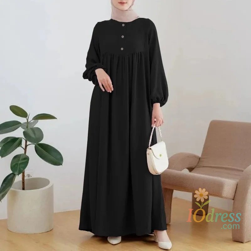 IO Dress H723 Muslim Women's Long Dress Solid Color Loose Fit Fashionable Casual Kaftan Sleeveless Foulard Wrap Dress