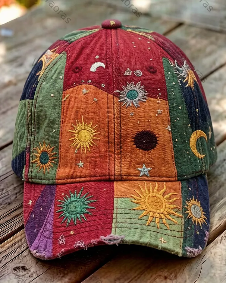 Men's Summer Outdoor Fashion Star Embroidery Color Block Hat  2666