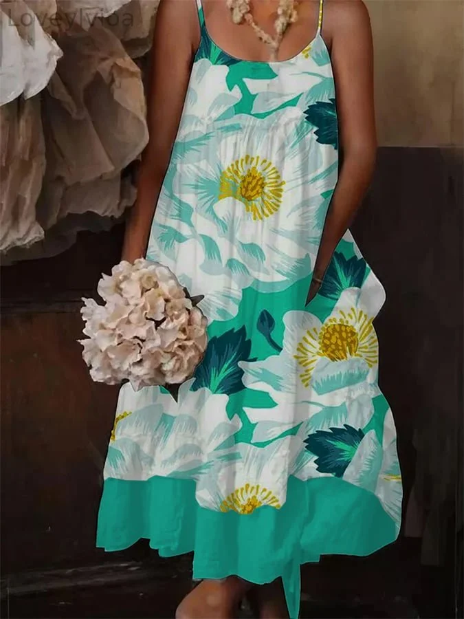 Women's Floral Design Printed Casual Loose Dress