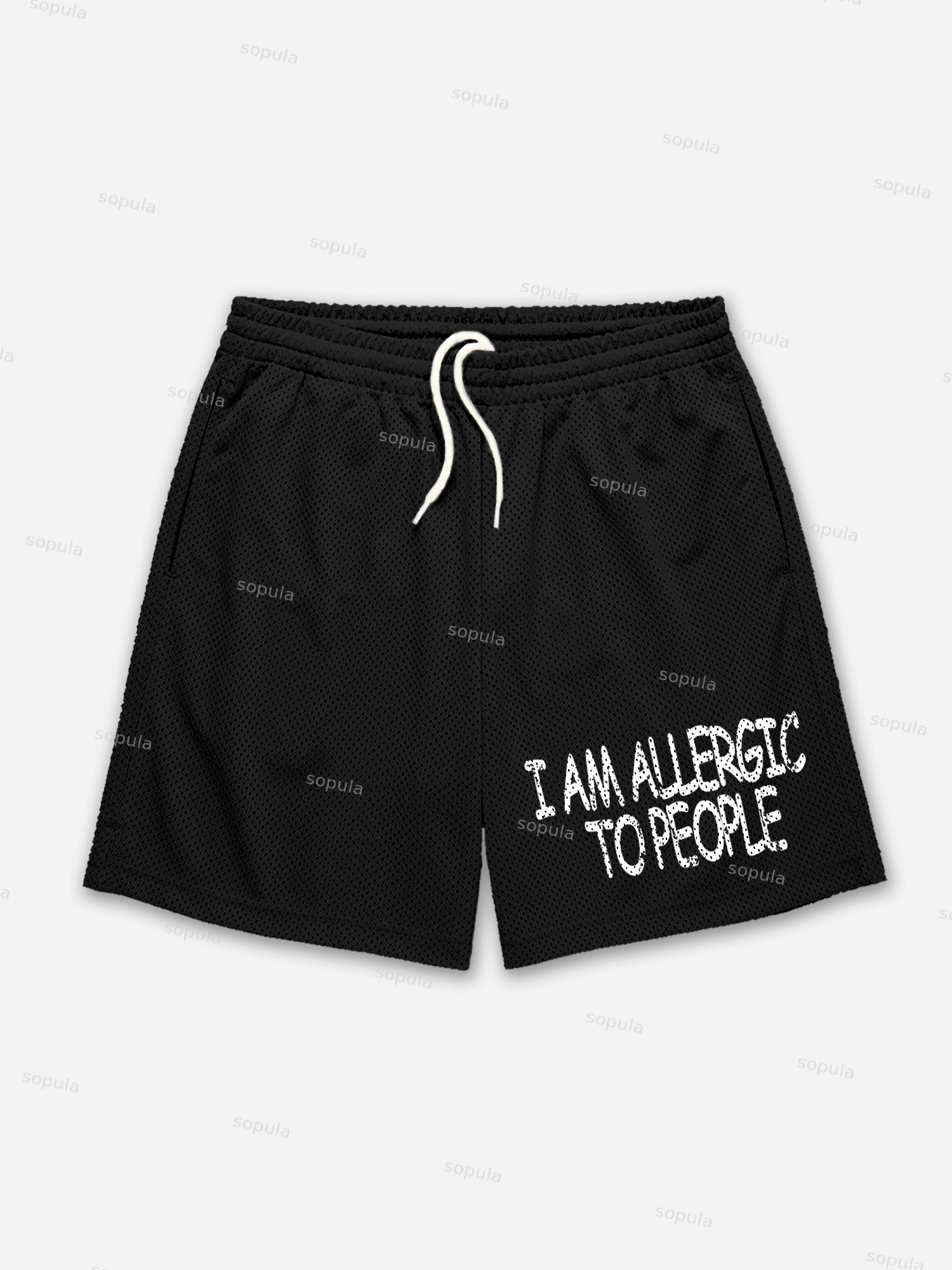 Sopula I Am Allergic To People Graphic Print Mesh Shorts
