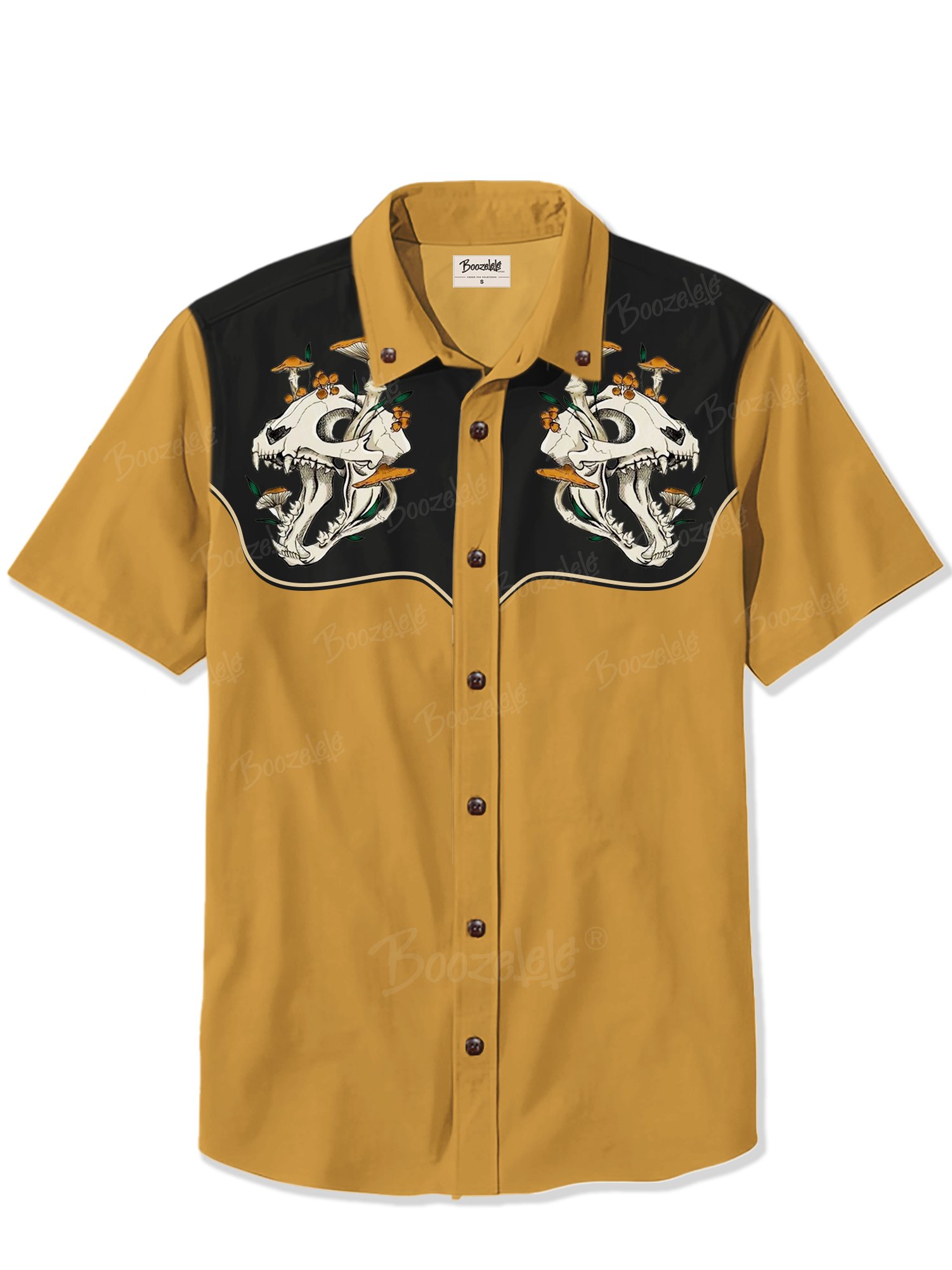 Cat Skull And Mushrooms - 100% Cotton Shirt