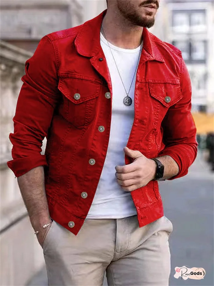 Men's Fall and Winter Models Trend Fashion Casual Slim Coat Solid Color Workwear Jacket