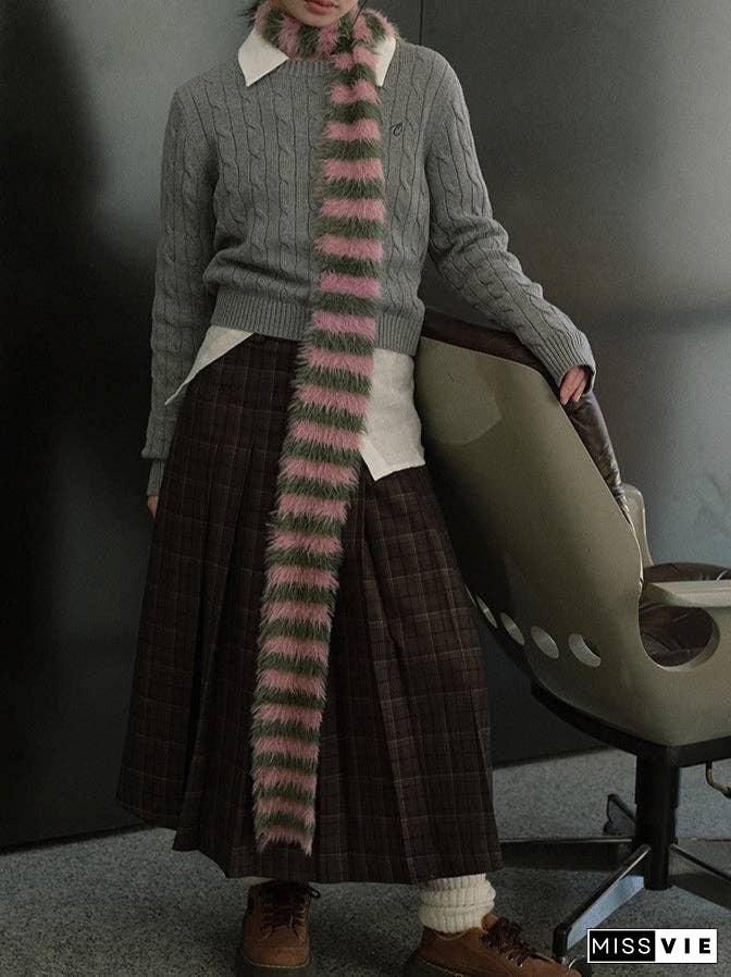 Ladies Soft Faux Mink Feel Stripe Scarf YW039
