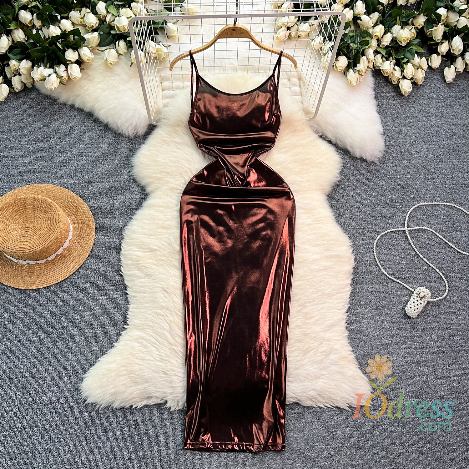 IO Dress Sexy Chic sleeveless Elegant slip Dress Fashion vintage Slim Party Club Summer Off Shoulder Hotsweet Beach satin sweet Dresses IO Dress