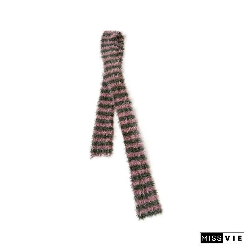 Ladies Soft Faux Mink Feel Stripe Scarf YW039