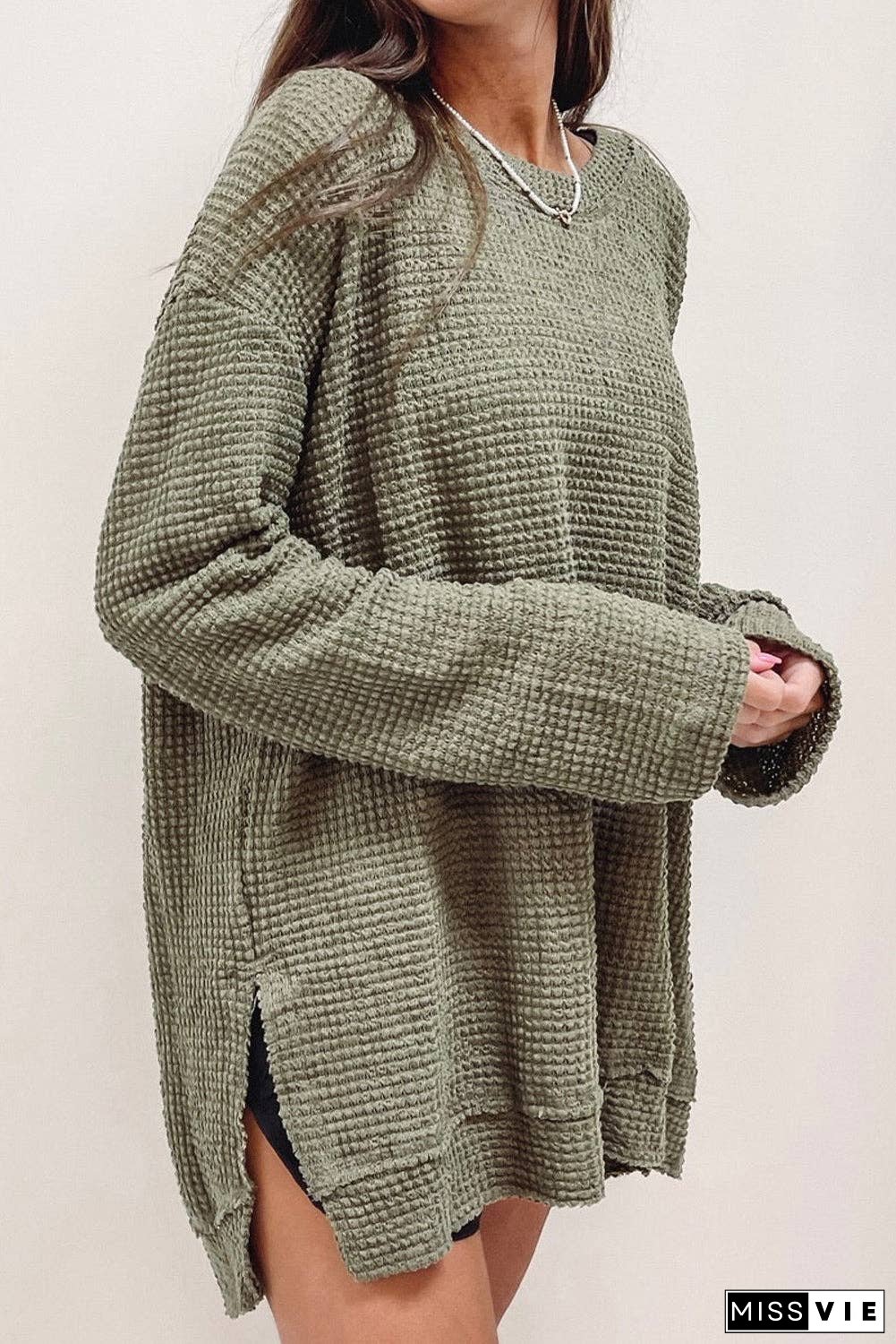Textured Knit Long Sleeve Top Plus Size