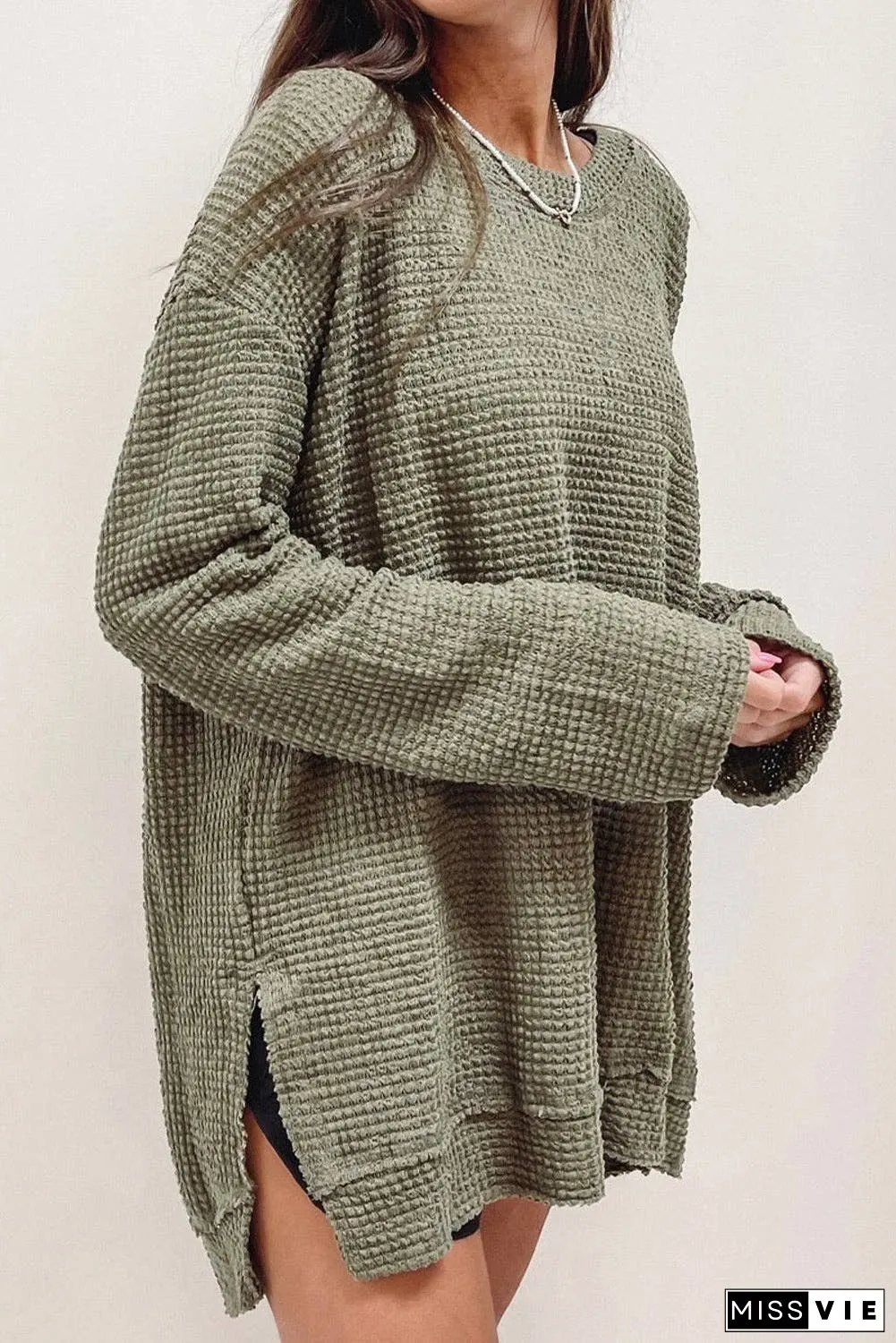 Textured Knit Long Sleeve Top Plus Size