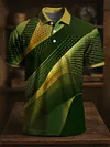 Men's Retro Line Polka Dot Textured Art Print Casual Business Polo Shirt