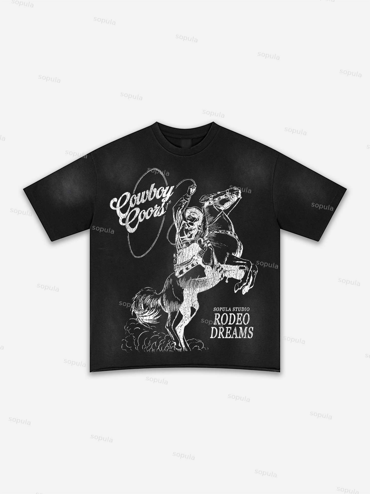 Cowboy Rodeo Abstract Graphic Washed T-shirt