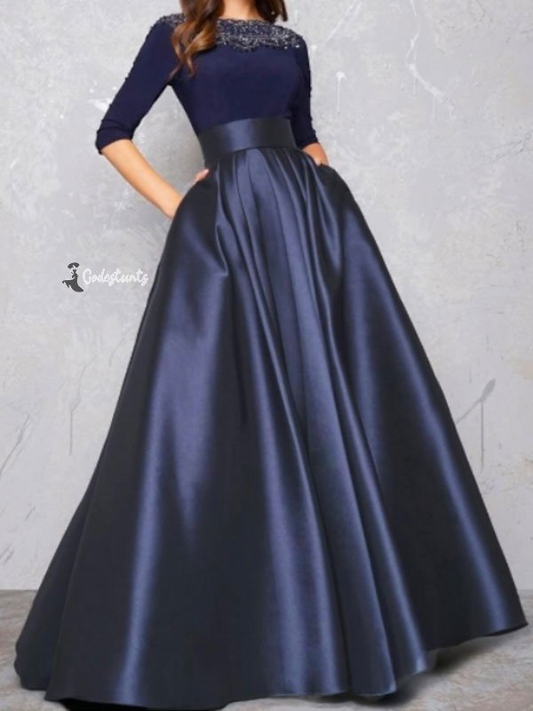 Guest Satin Pleated Lace Women's Gown