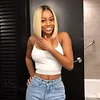 Ombre Blonde Centre Parting Short Bob Hair Staight Wigs