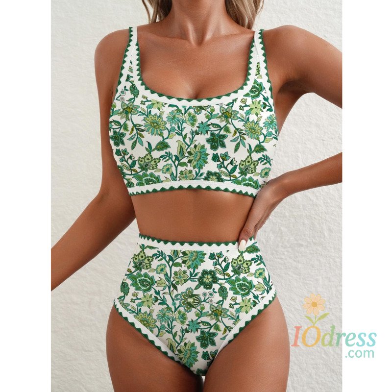 IO Dress New Sexy Bikinis Print Swimsuits Women's Swimwear Push Up Female Beach Swim Wear Bathing Suits High Waist Bikini Set Pool Bather